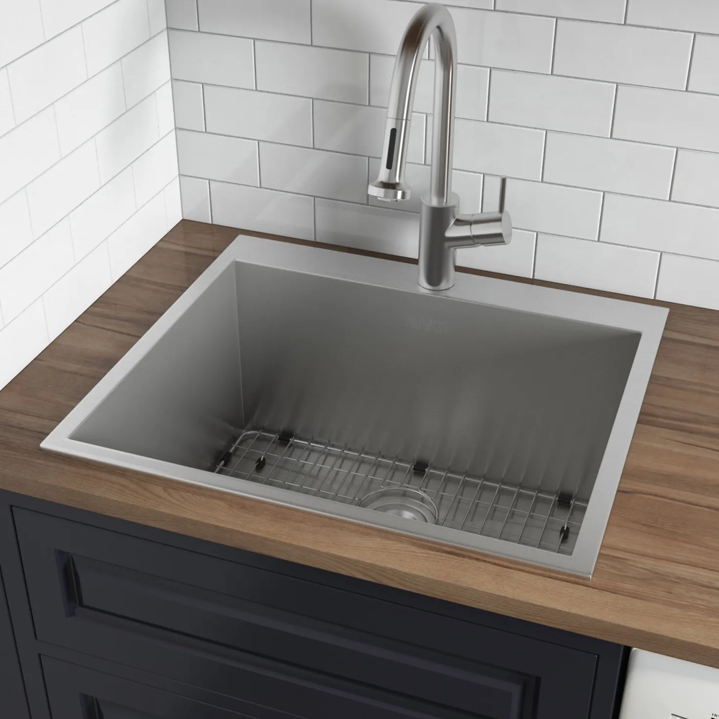 Ruvati Topmount 25" x 22" x 12" 16 Gauge Stainless Steel Laundry Utility Sink