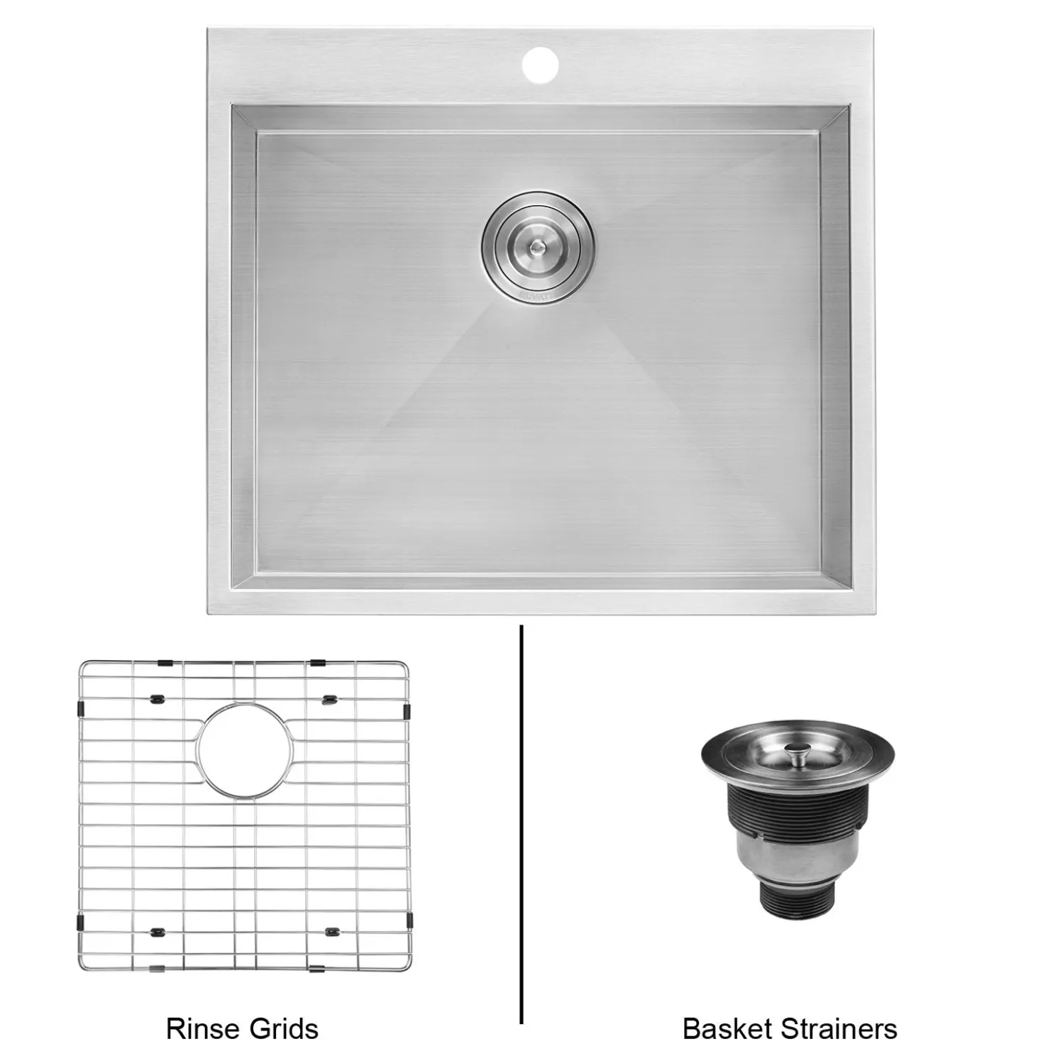 Ruvati Topmount 25" x 22" x 12" 16 Gauge Stainless Steel Laundry Utility Sink