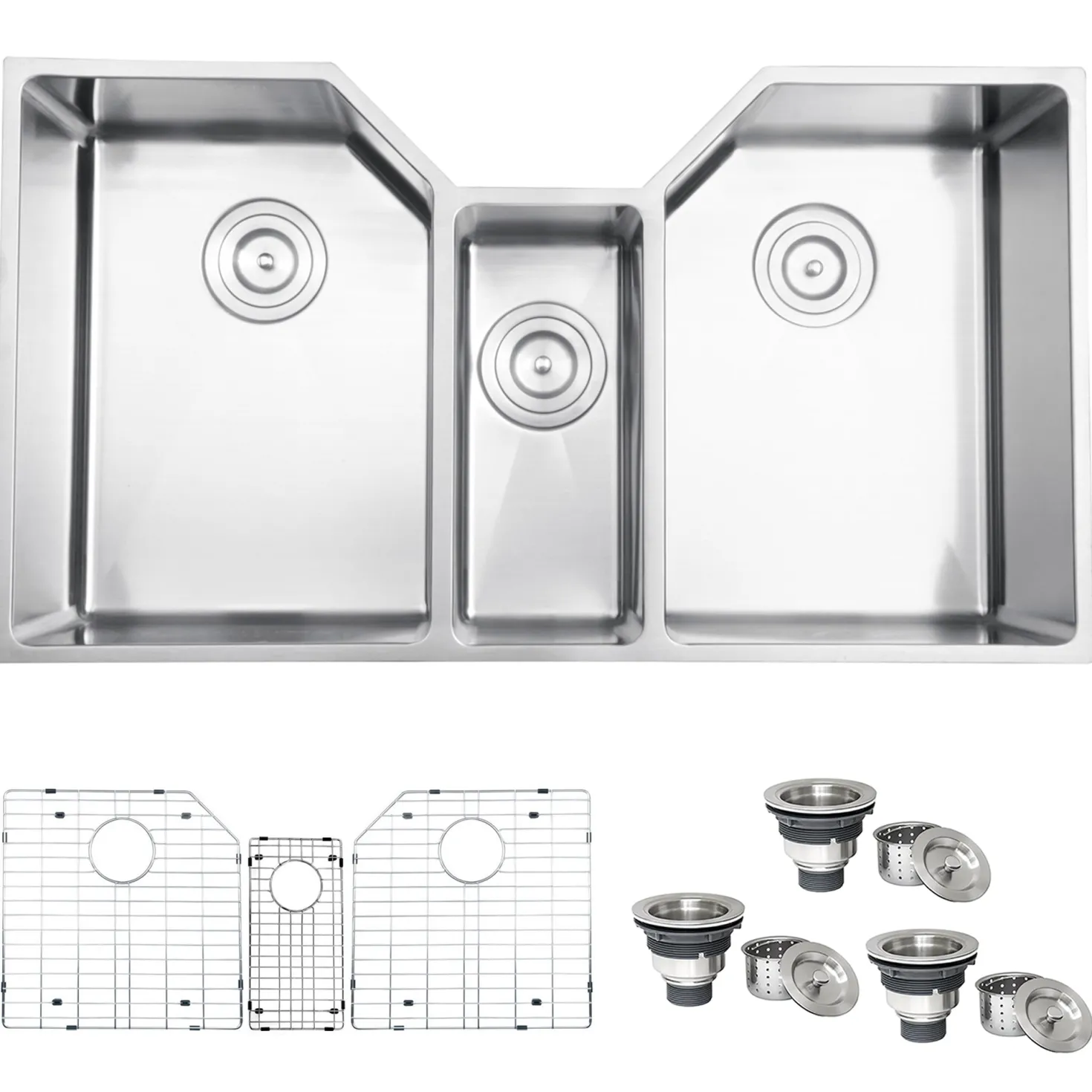 Ruvati 35" Triple Bowl Undermount 16 Gauge Stainless Steel Kitchen Sink