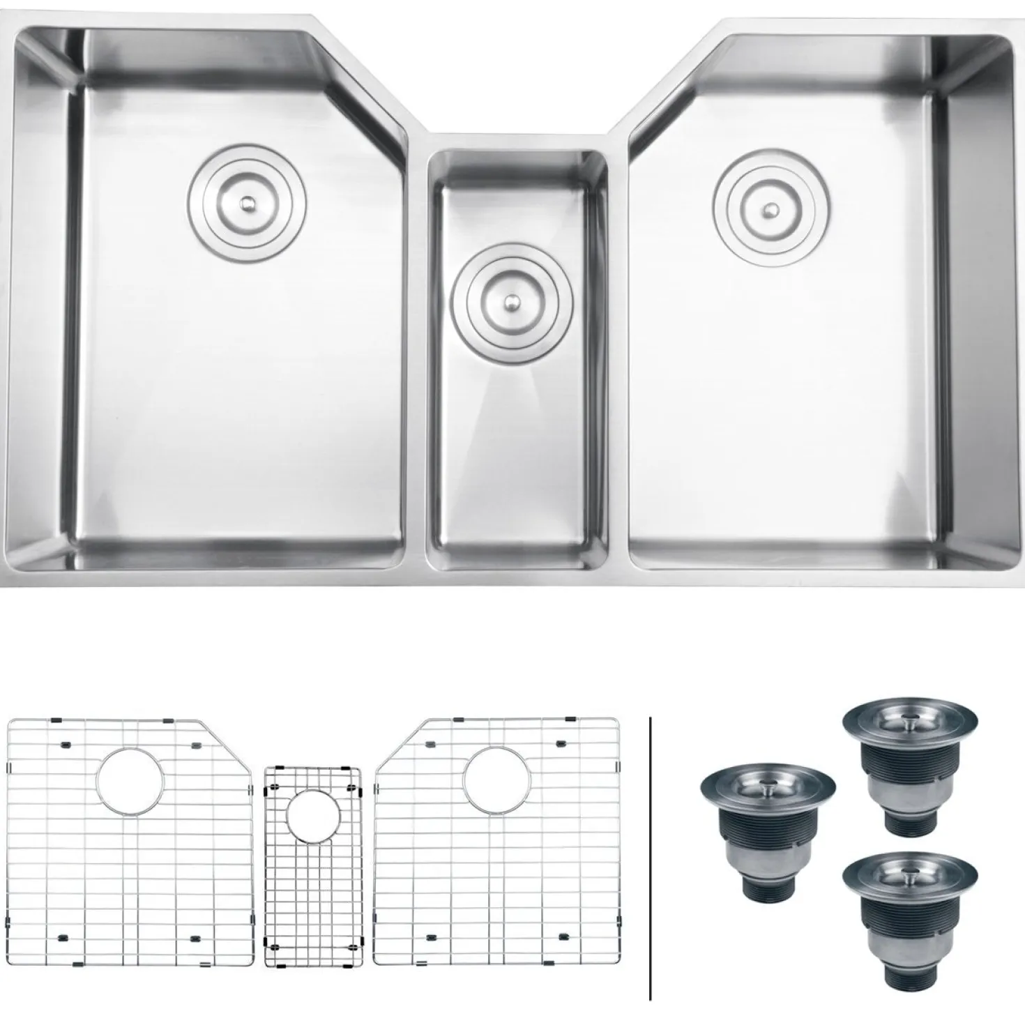 Ruvati 35" Triple Bowl Undermount 16 Gauge Stainless Steel Kitchen Sink