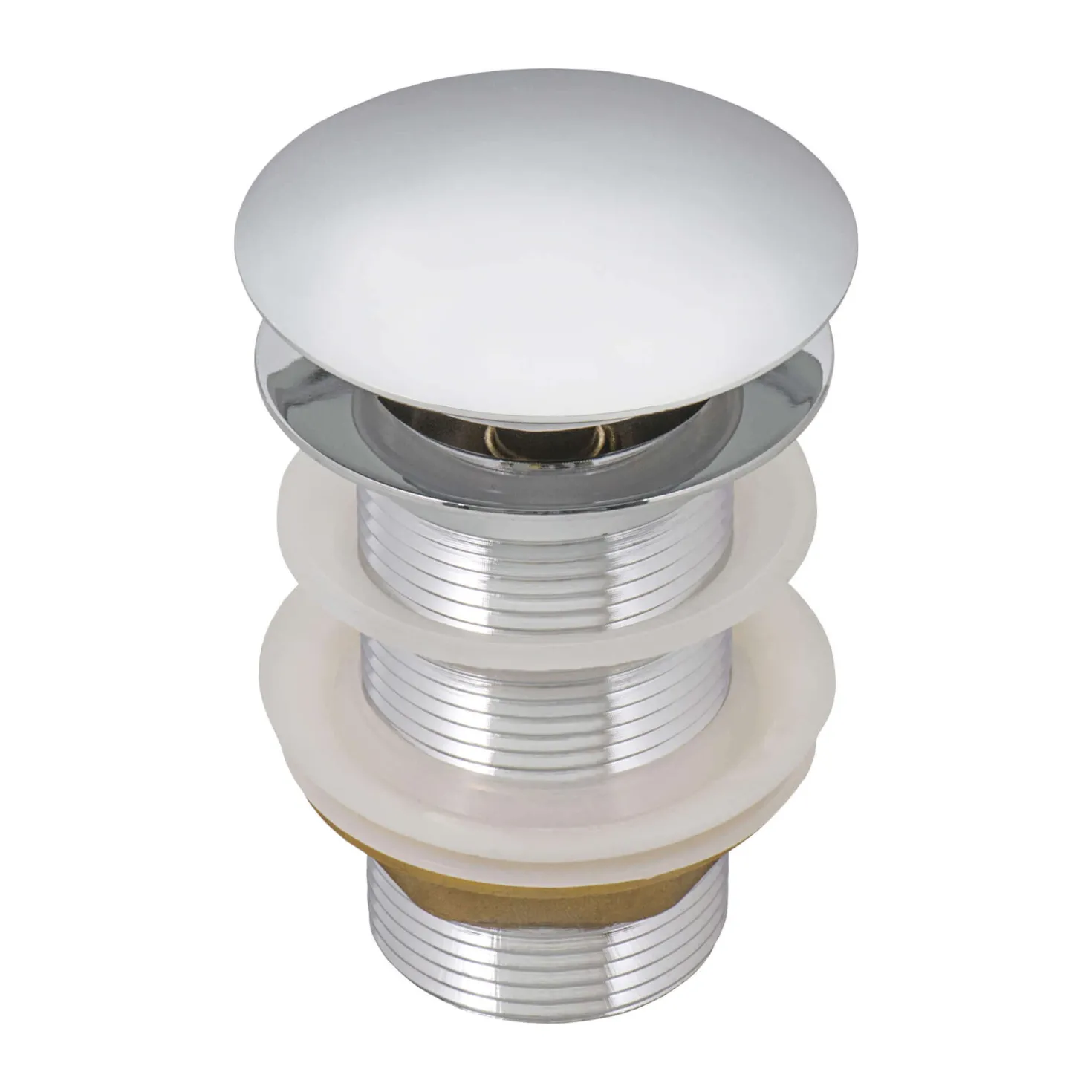 Ruvati Umbrella Style Push Pop-up Drain for Bathroom Sinks without Overflow in Chrome Finish