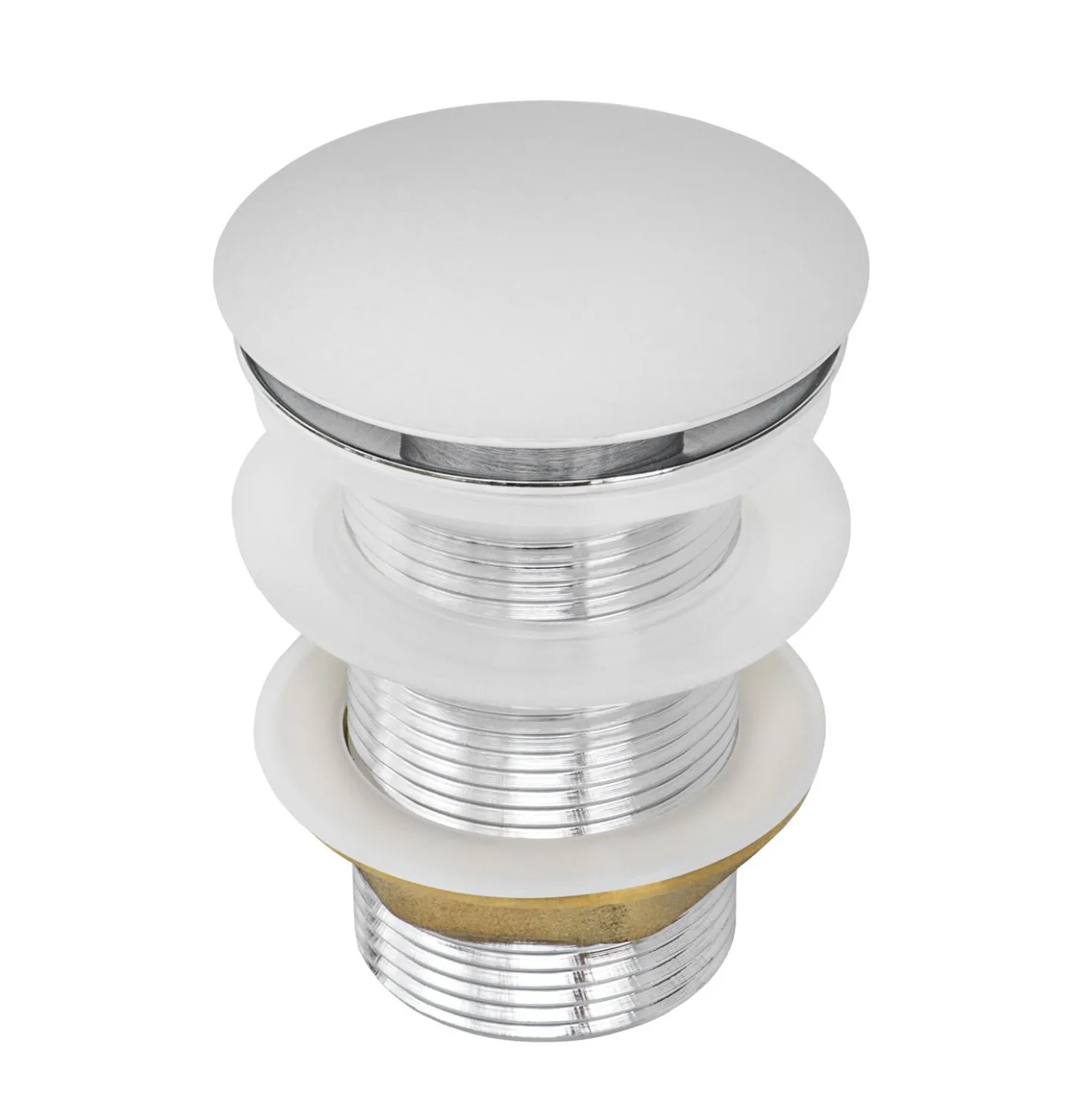 Ruvati Umbrella Style Push Pop-up Drain for Bathroom Sinks without Overflow in Chrome Finish