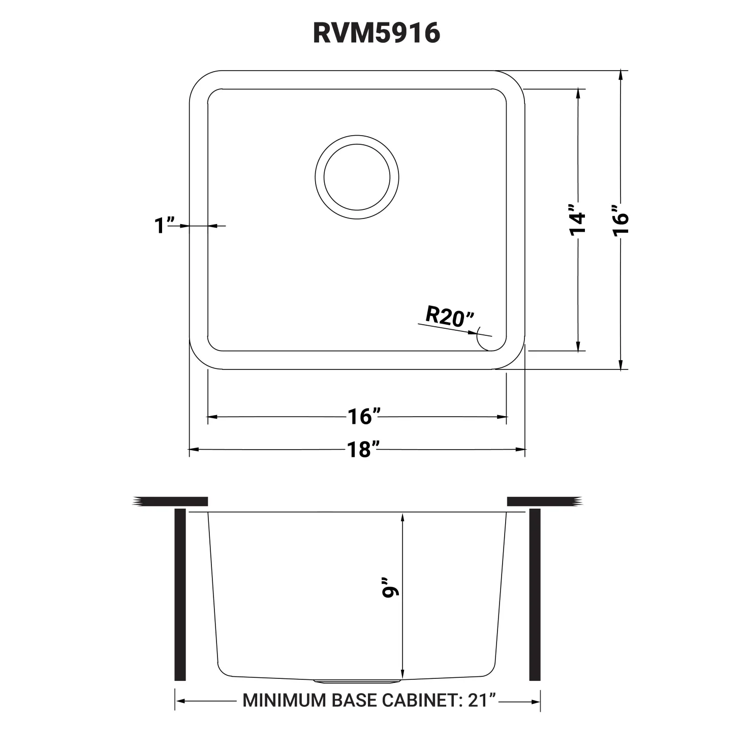Ruvati 18" Undermount Bar Prep 16 Gauge Stainless Steel Kitchen Sink
