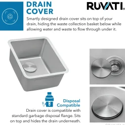 Ruvati 12" Undermount Bar Prep 16 Gauge Stainless Steel Kitchen Sink