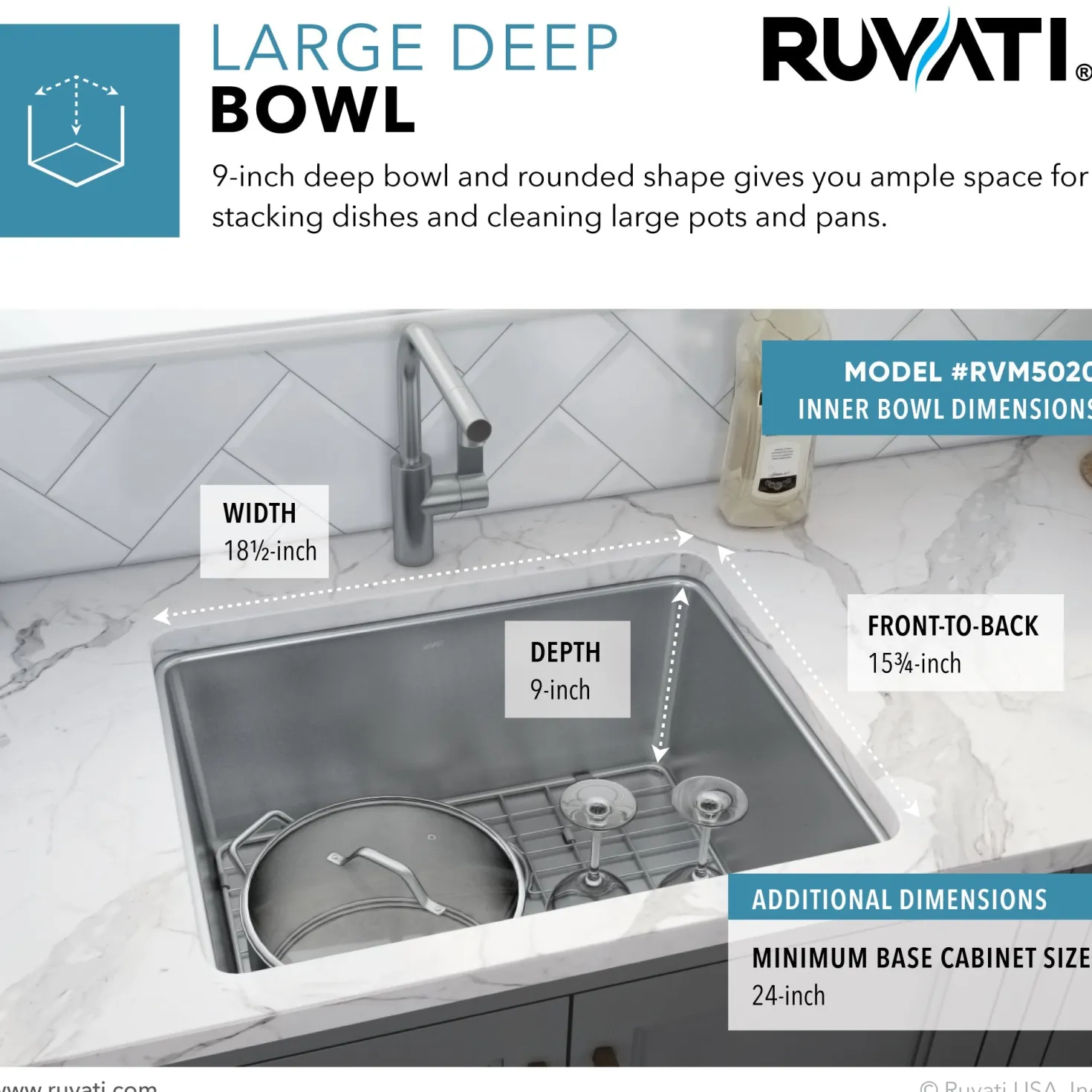 Ruvati 20" Undermount Bar Prep 16 Gauge Stainless Steel Kitchen Sink