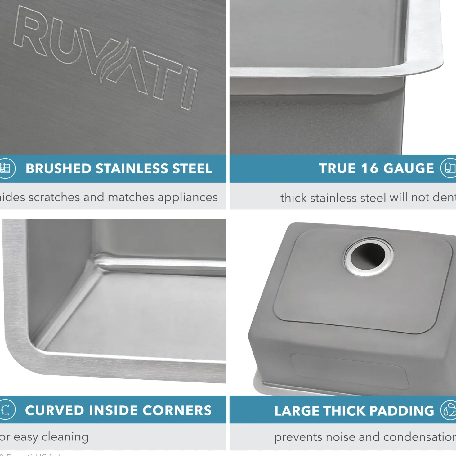 Ruvati 20" Undermount Bar Prep 16 Gauge Stainless Steel Kitchen Sink