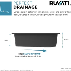 Ruvati 33" Undermount Composite Workstation Sink in Black