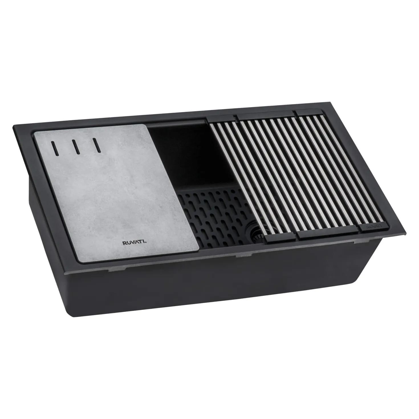 Ruvati 33" Undermount Composite Workstation Sink in Black
