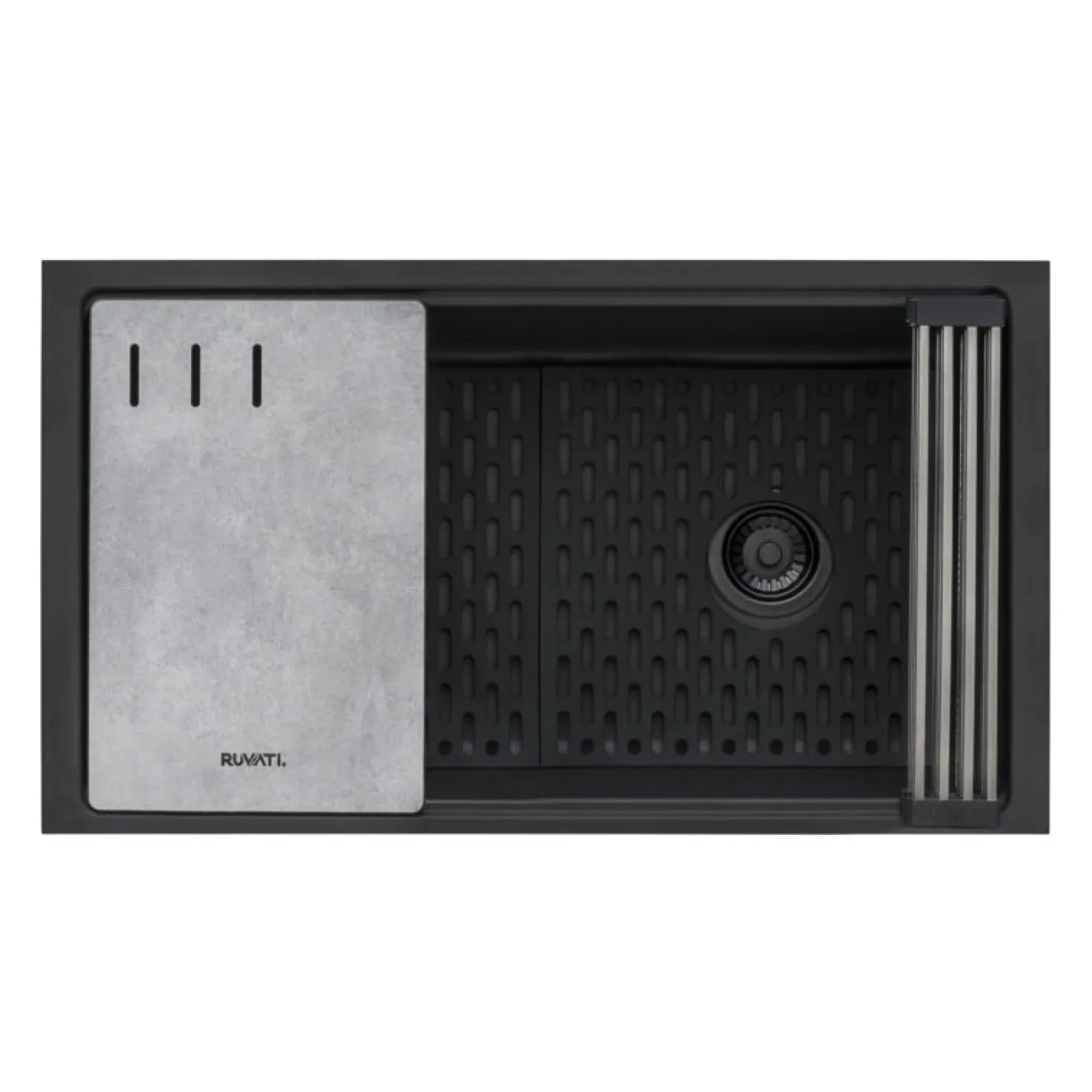 Ruvati 33" Undermount Composite Workstation Sink in Black