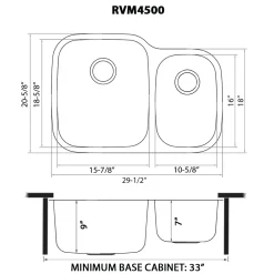 Ruvati 29" Undermount Double Bowl 16 Gauge Stainless Steel Kitchen Sink