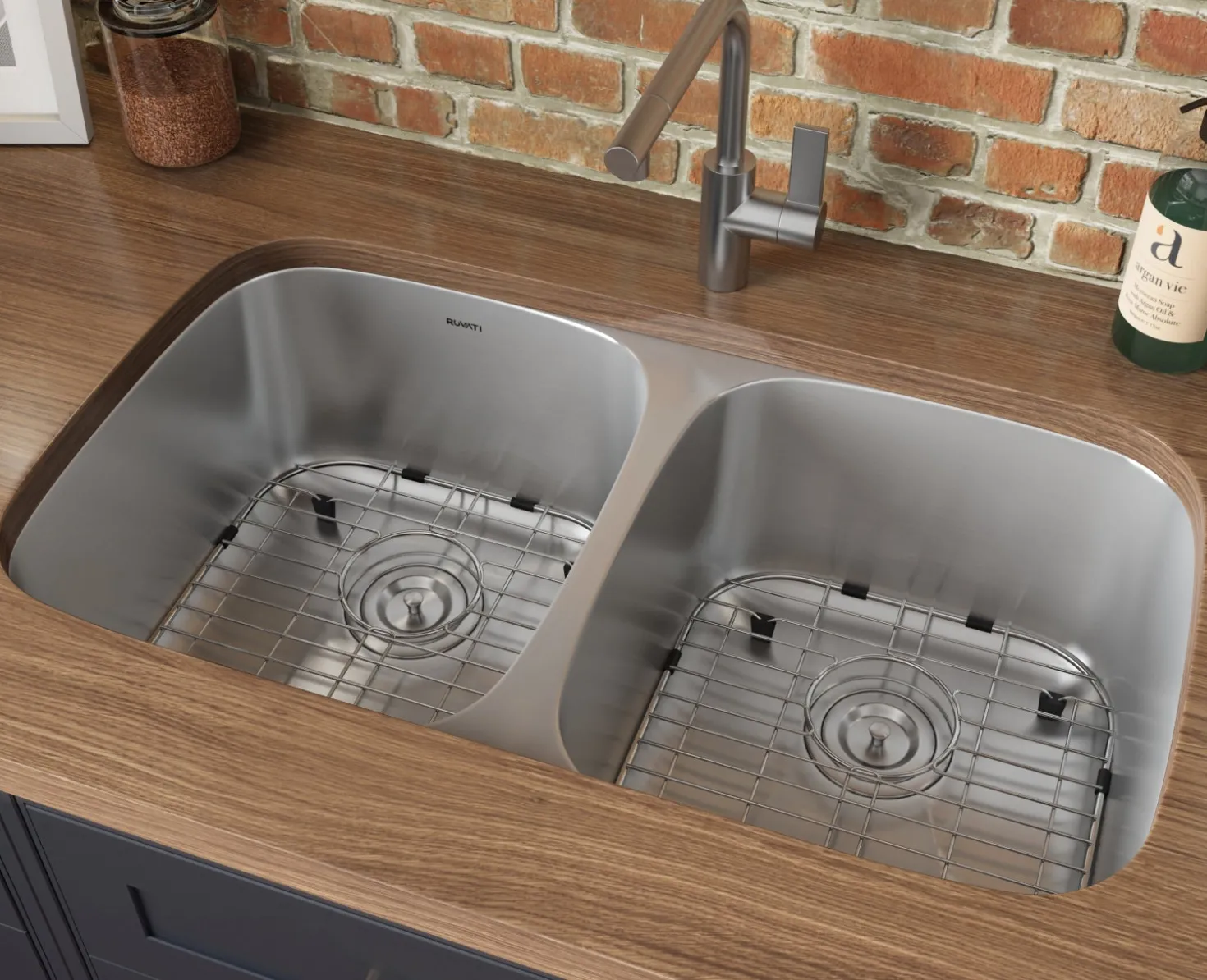Ruvati 29" Undermount 50/50 Double Bowl 16 Gauge Stainless Steel Kitchen Sink