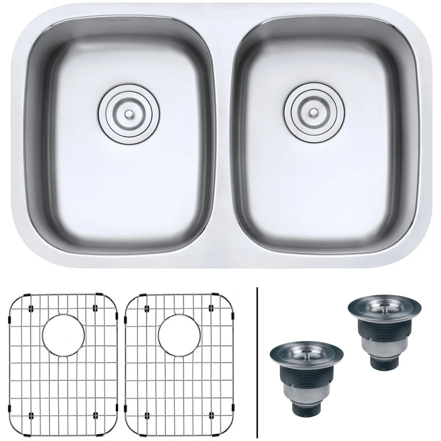 Ruvati 29" Undermount 50/50 Double Bowl 16 Gauge Stainless Steel Kitchen Sink
