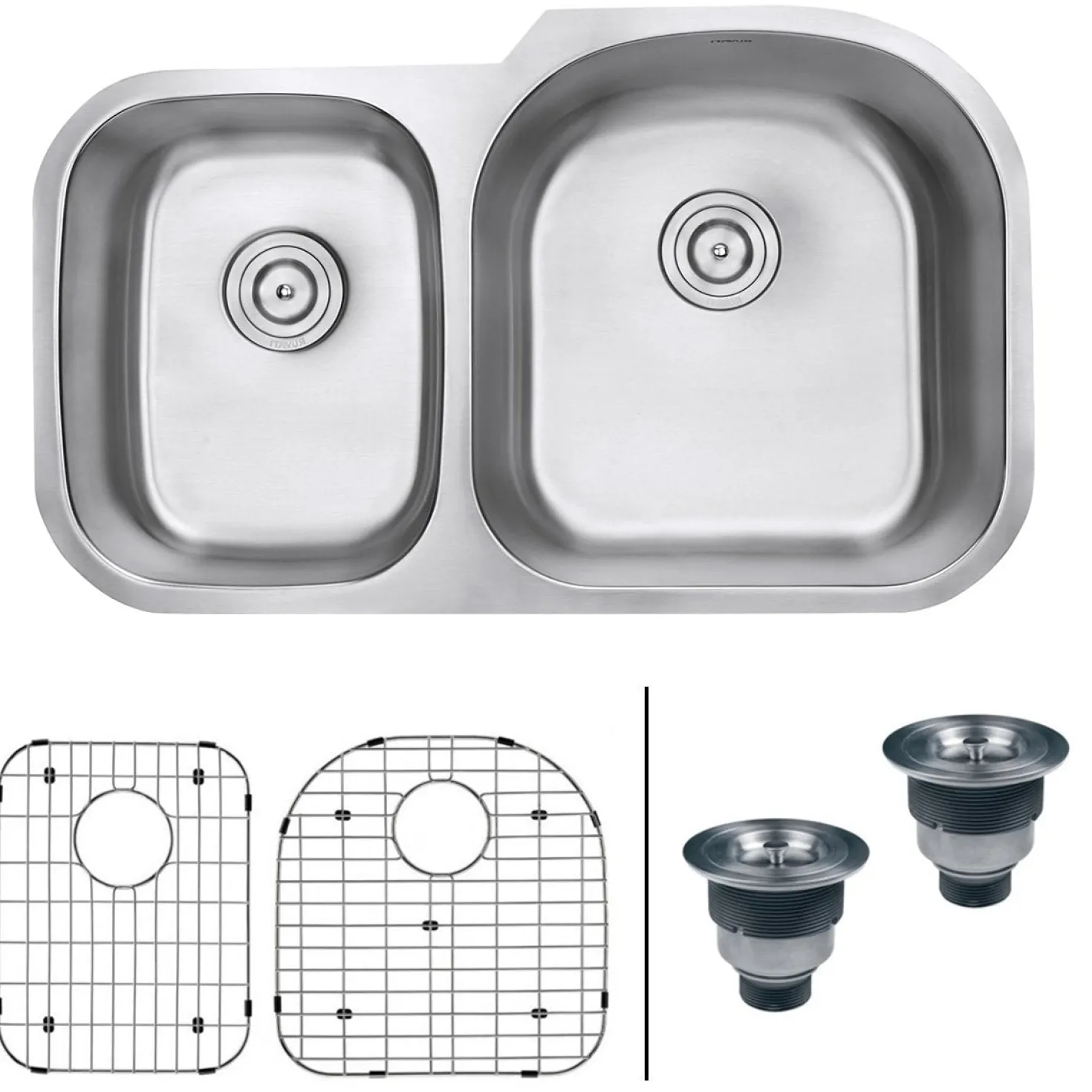 Ruvati 34" Undermount Double Bowl 16 Gauge Stainless Steel Kitchen Sink