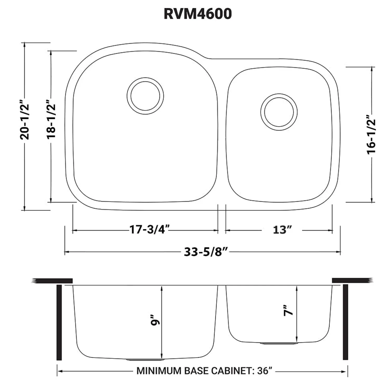 Ruvati 34" Undermount Double Bowl 16 Gauge Stainless Steel Kitchen Sink