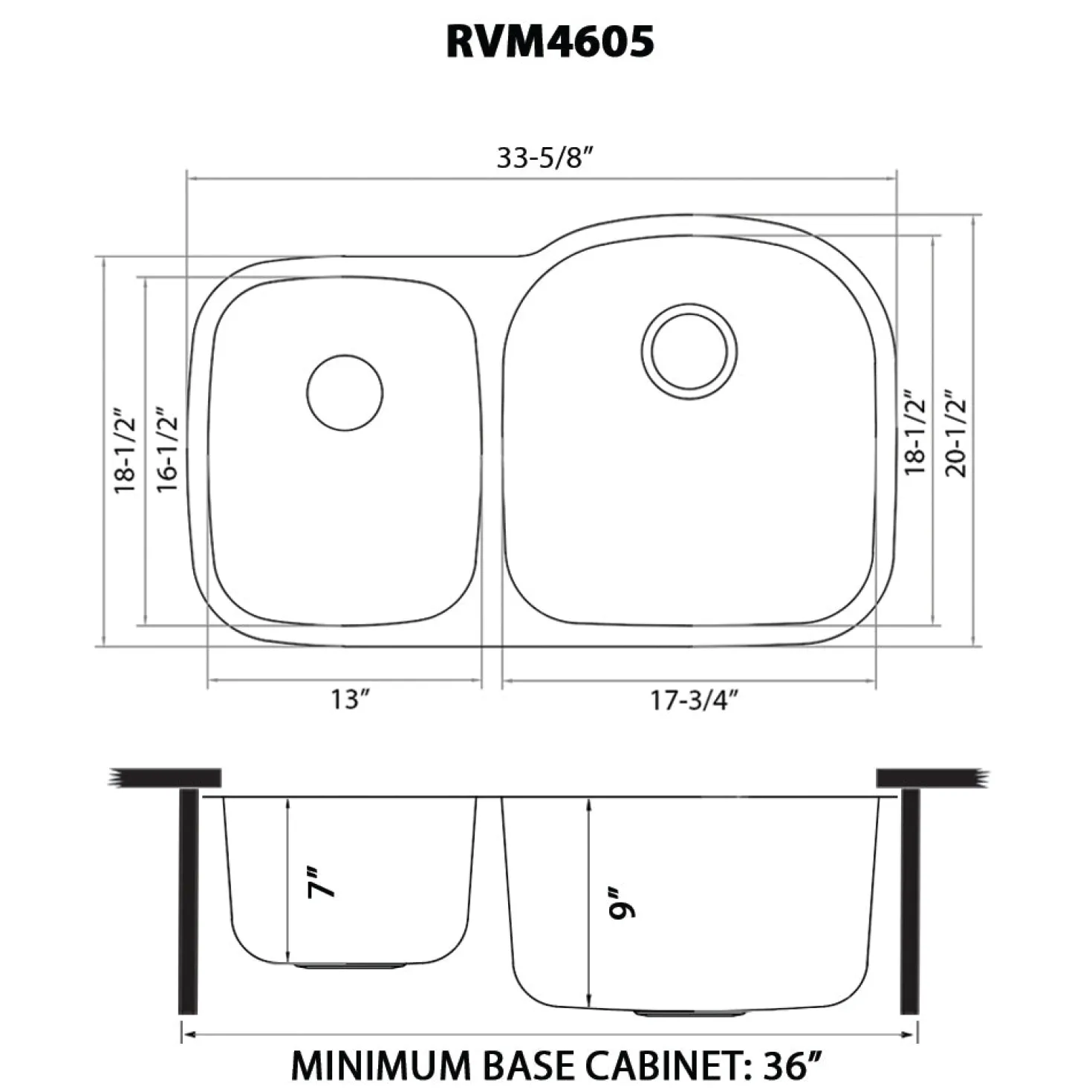 Ruvati 34" Undermount Double Bowl 16 Gauge Stainless Steel Kitchen Sink