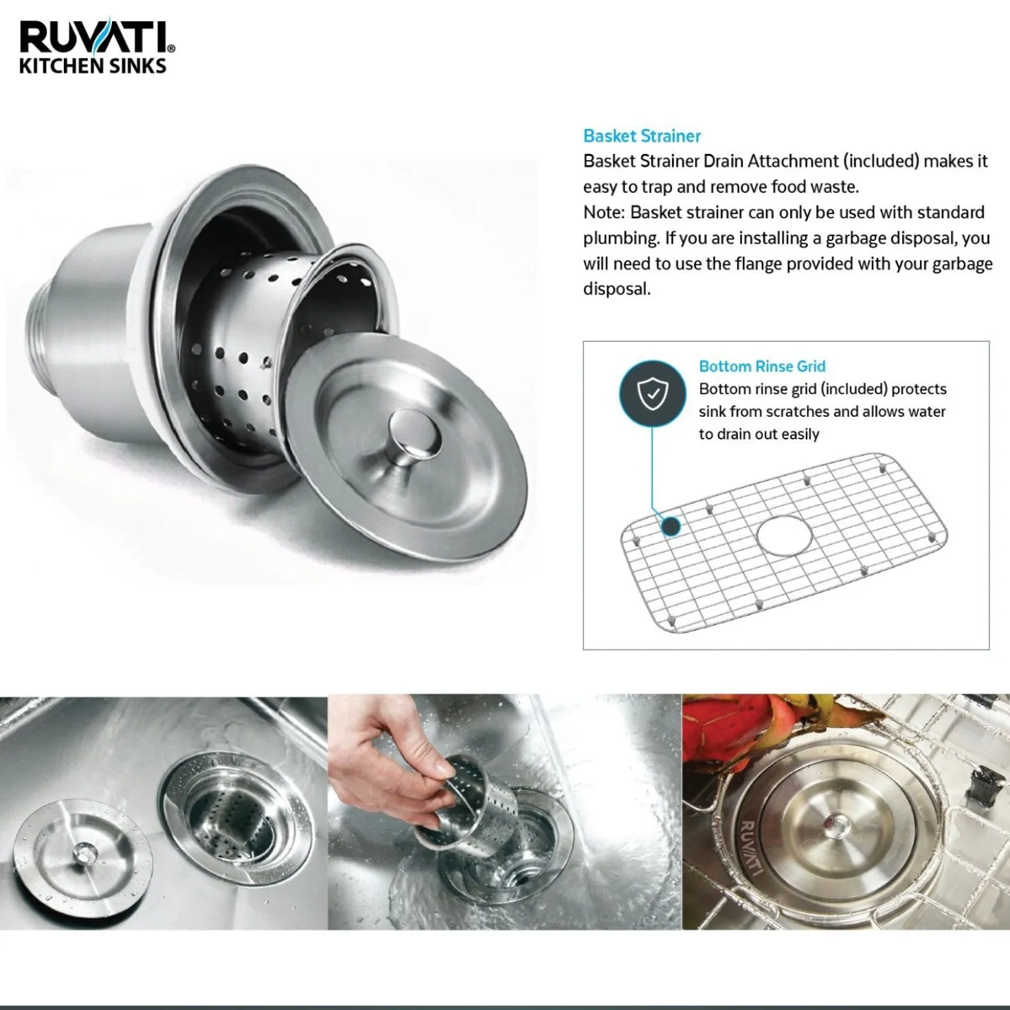 Ruvati 34" Undermount Double Bowl 16 Gauge Stainless Steel Kitchen Sink
