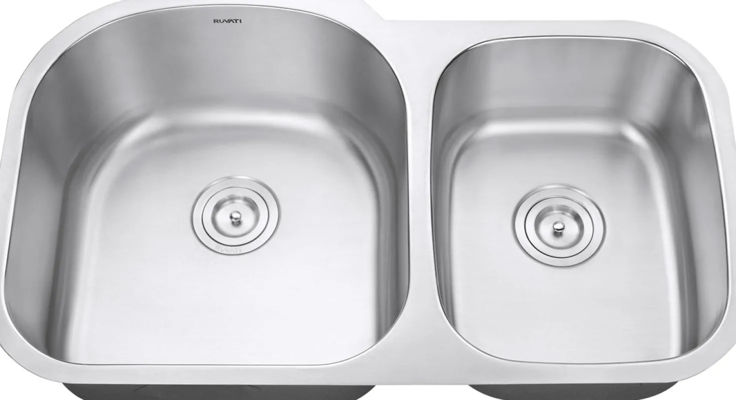 Ruvati 34" Undermount Double Bowl 16 Gauge Stainless Steel Kitchen Sink
