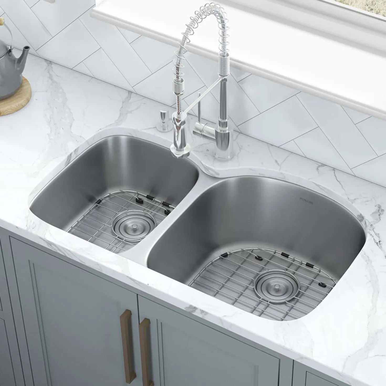 Ruvati 34" Undermount Double Bowl 16 Gauge Stainless Steel Kitchen Sink
