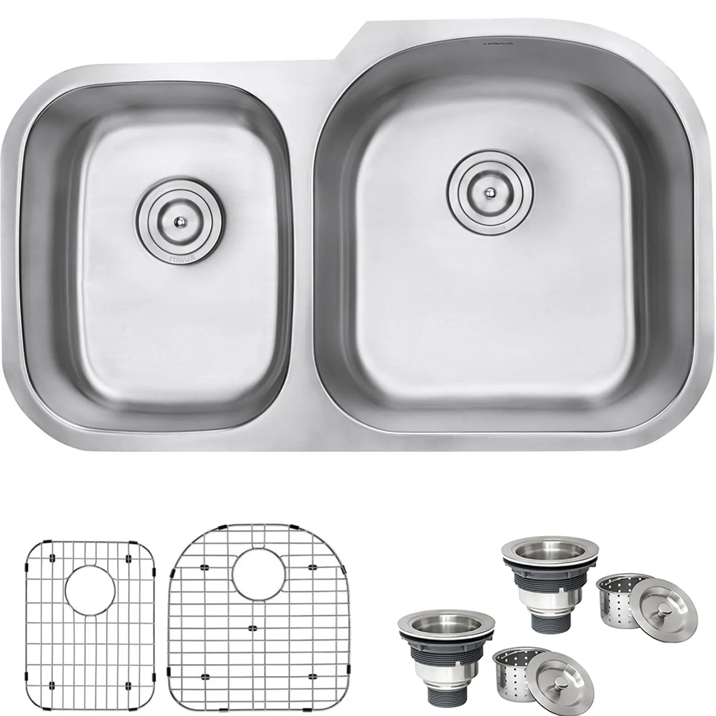 Ruvati 34" Undermount Double Bowl 16 Gauge Stainless Steel Kitchen Sink