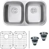 Ruvati 32" Undermount 50/50 Double Bowl 16 Gauge Stainless Steel Kitchen Sink