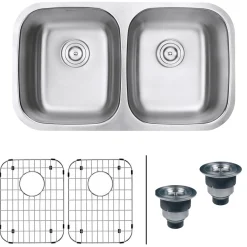 Ruvati 32" Undermount 50/50 Double Bowl 16 Gauge Stainless Steel Kitchen Sink