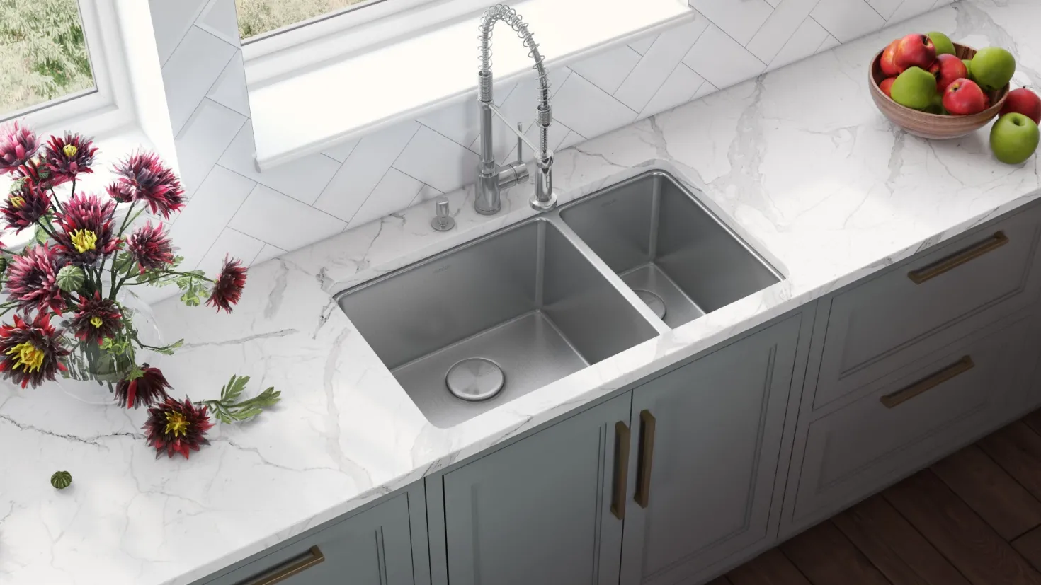 Ruvati 32" Undermount 70/30 Double Bowl 16 Gauge Stainless Steel Kitchen Sink