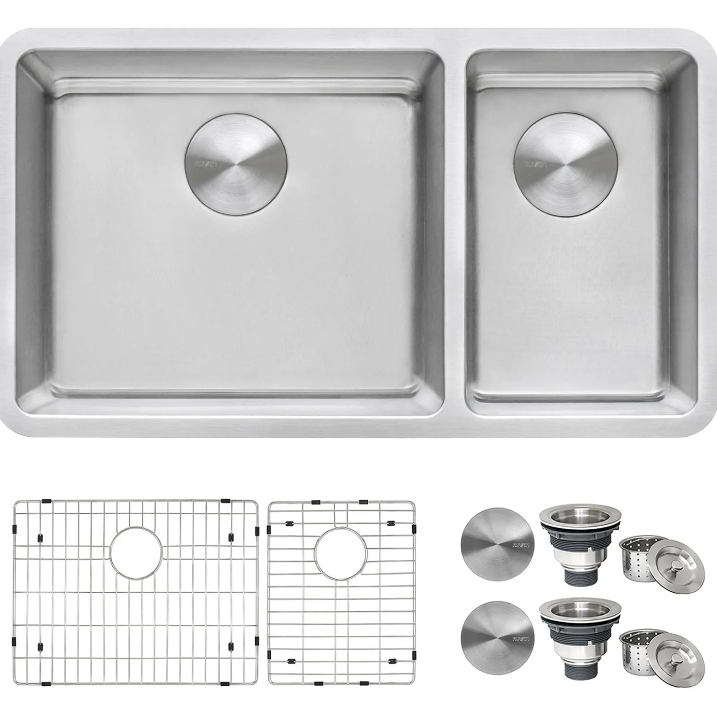 Ruvati 32" Undermount 70/30 Double Bowl 16 Gauge Stainless Steel Kitchen Sink