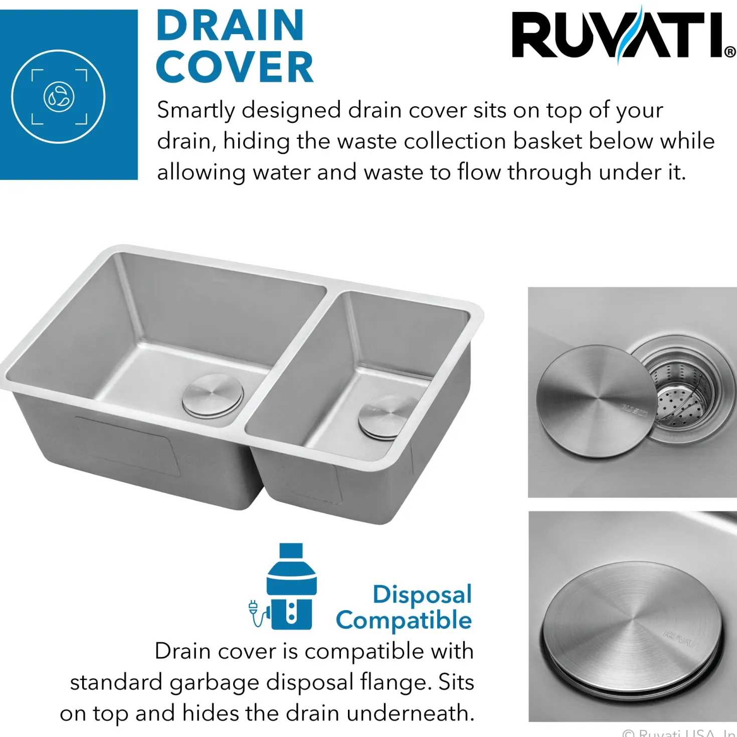 Ruvati 32" Undermount 70/30 Double Bowl 16 Gauge Stainless Steel Kitchen Sink