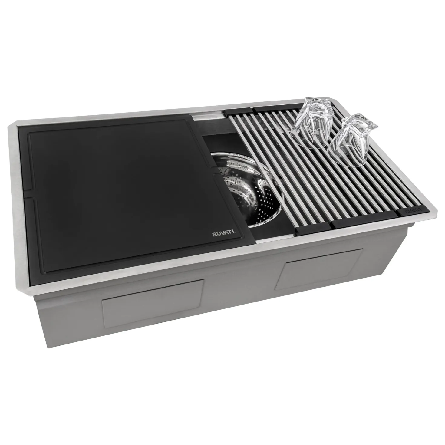 Ruvati 33" Undermount Dual-Tier Workstation Kitchen Sink