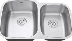 Ruvati 32" Undermount 16 Gauge Double Bowl Stainless Steel Kitchen Sink