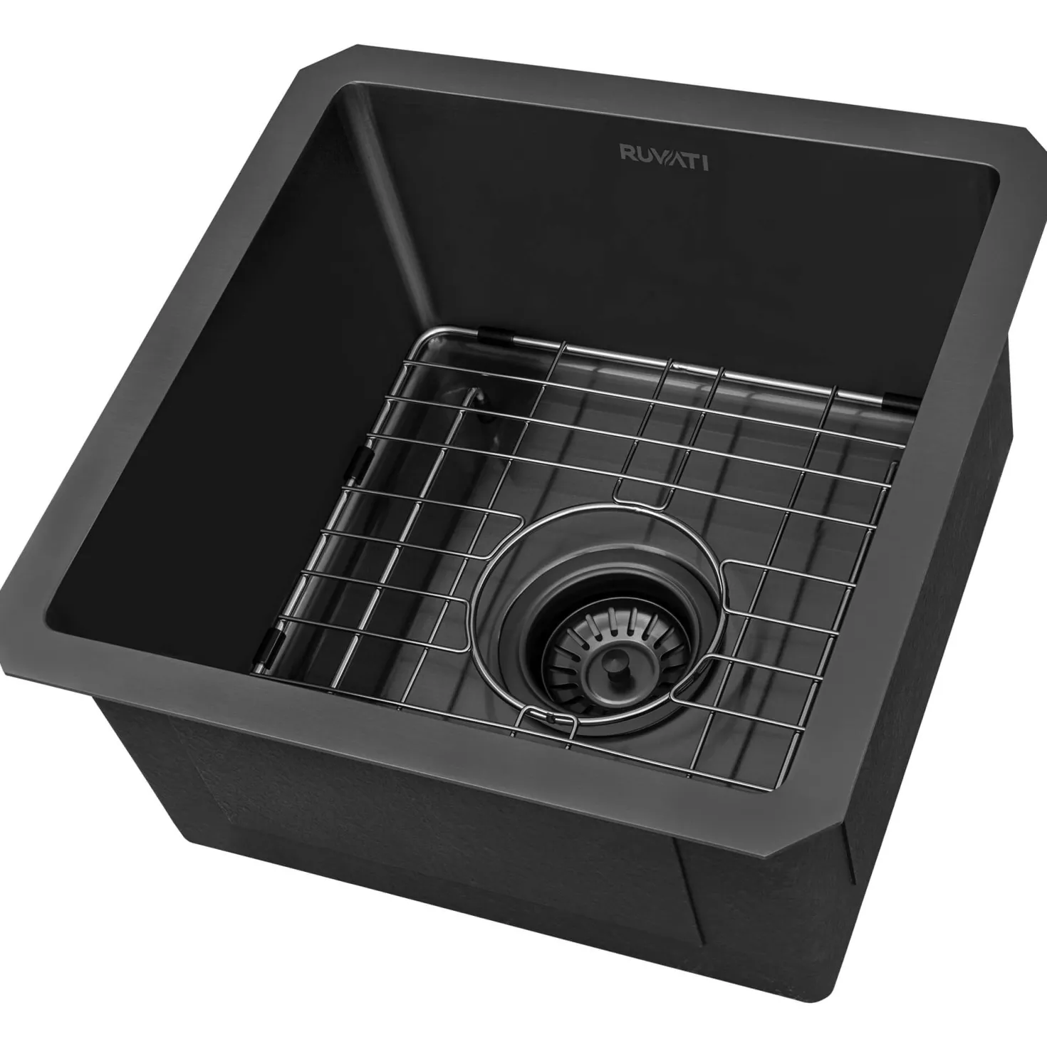Ruvati 15" Undermount 16 Gauge Gunmetal Bar Prep Sink