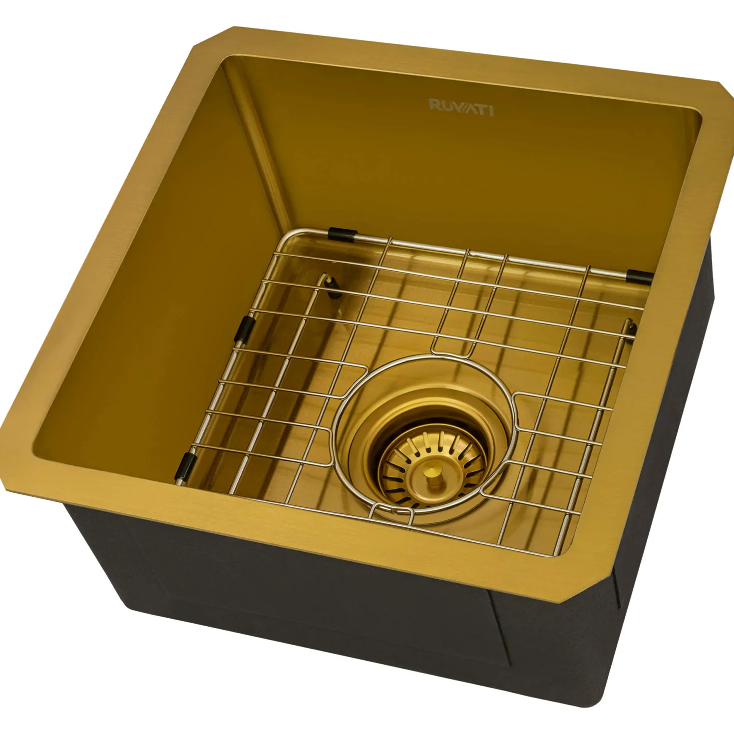Ruvati 15" Undermount 16 Gauge Matte Gold Bar Prep Sink