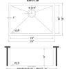 Ruvati 26" Undermount 16 Gauge Single Bowl Kitchen Sink