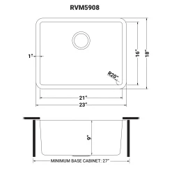 Ruvati 23" Undermount 16 Gauge Stainless Steel Kitchen Sink