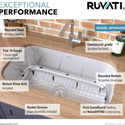 Ruvati 30" Undermount 16 Gauge Stainless Steel Single Bowl Kitchen Sink