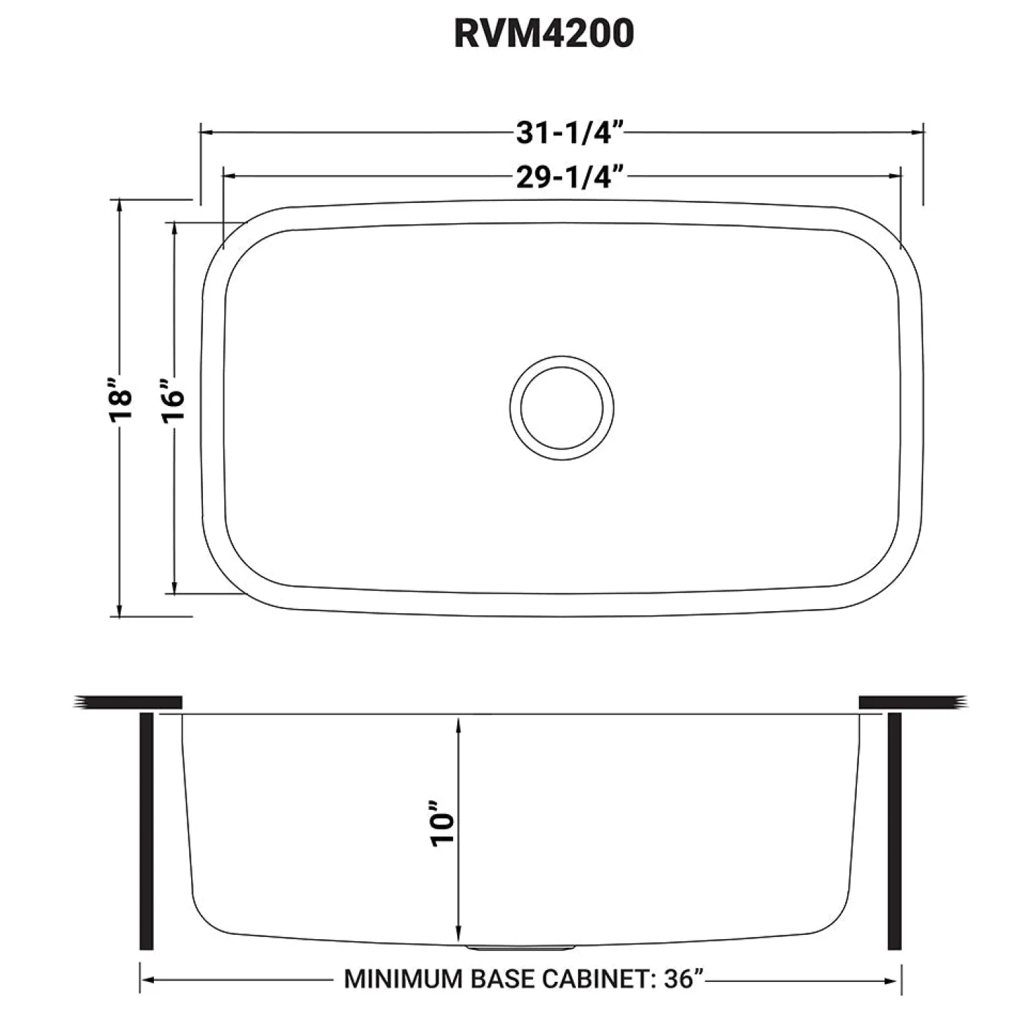 Ruvati 32" Undermount 16 Gauge Stainless Steel Single Bowl Kitchen Sink