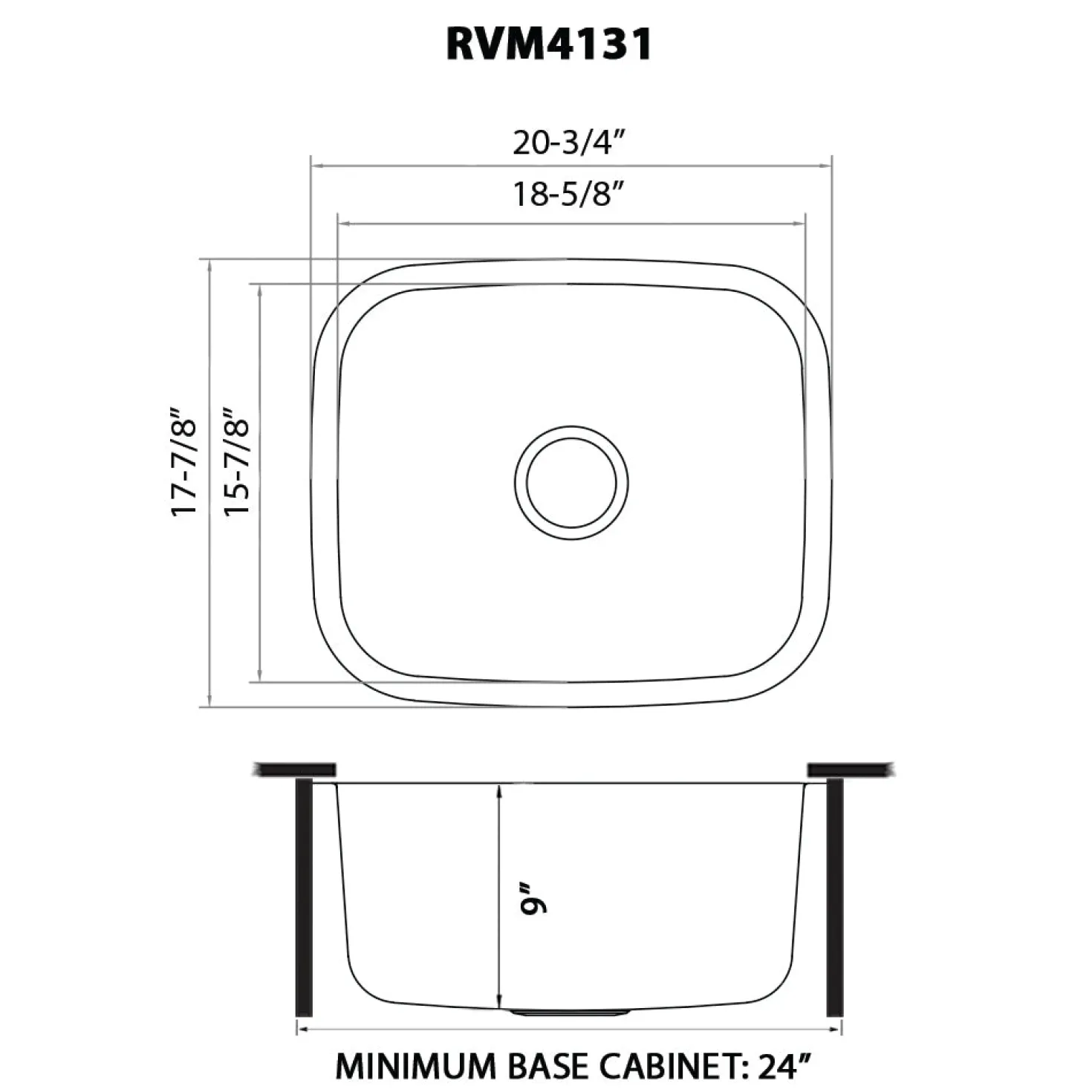 Ruvati 21" Undermount 16 Gauge Stainless Steel Single Bowl Kitchen Sink