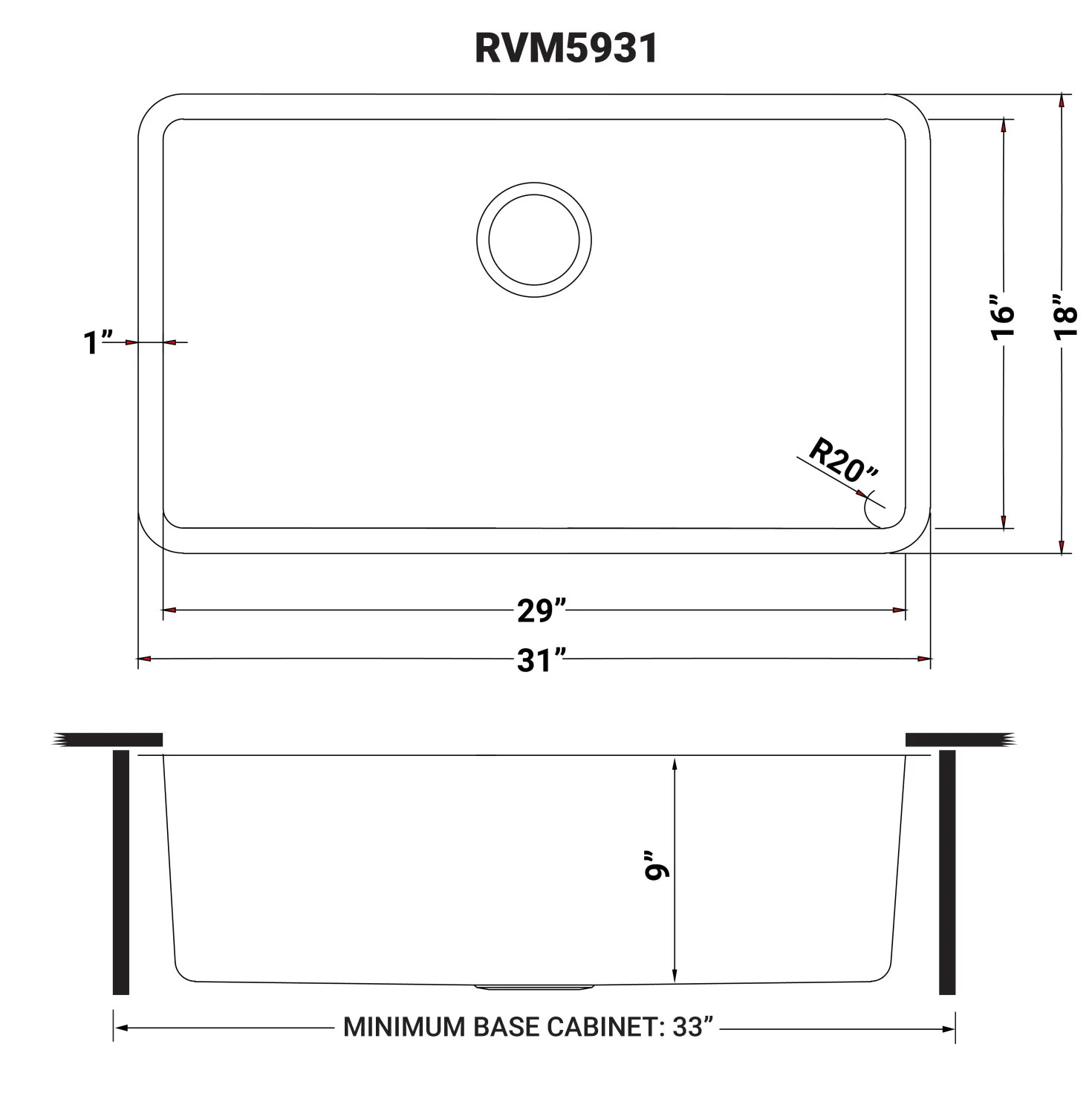 Ruvati 31" Undermount 16 Gauge Stainless Steel Kitchen Sink