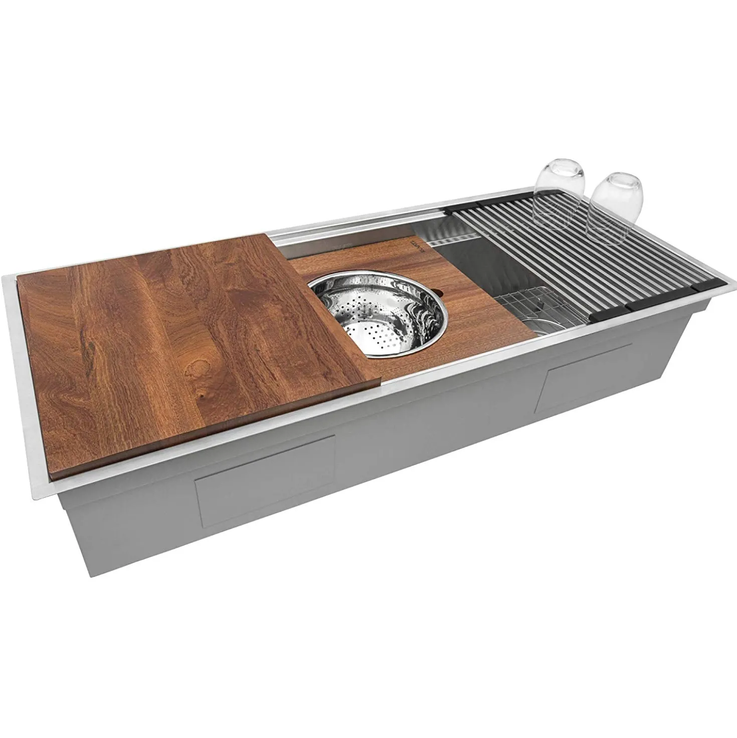 Ruvati 57" Undermount 16 Gauge Stainless Steel Workstation Sink