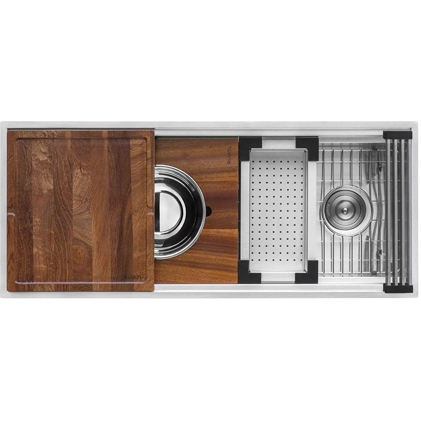 Ruvati 57" Undermount 16 Gauge Stainless Steel Workstation Sink