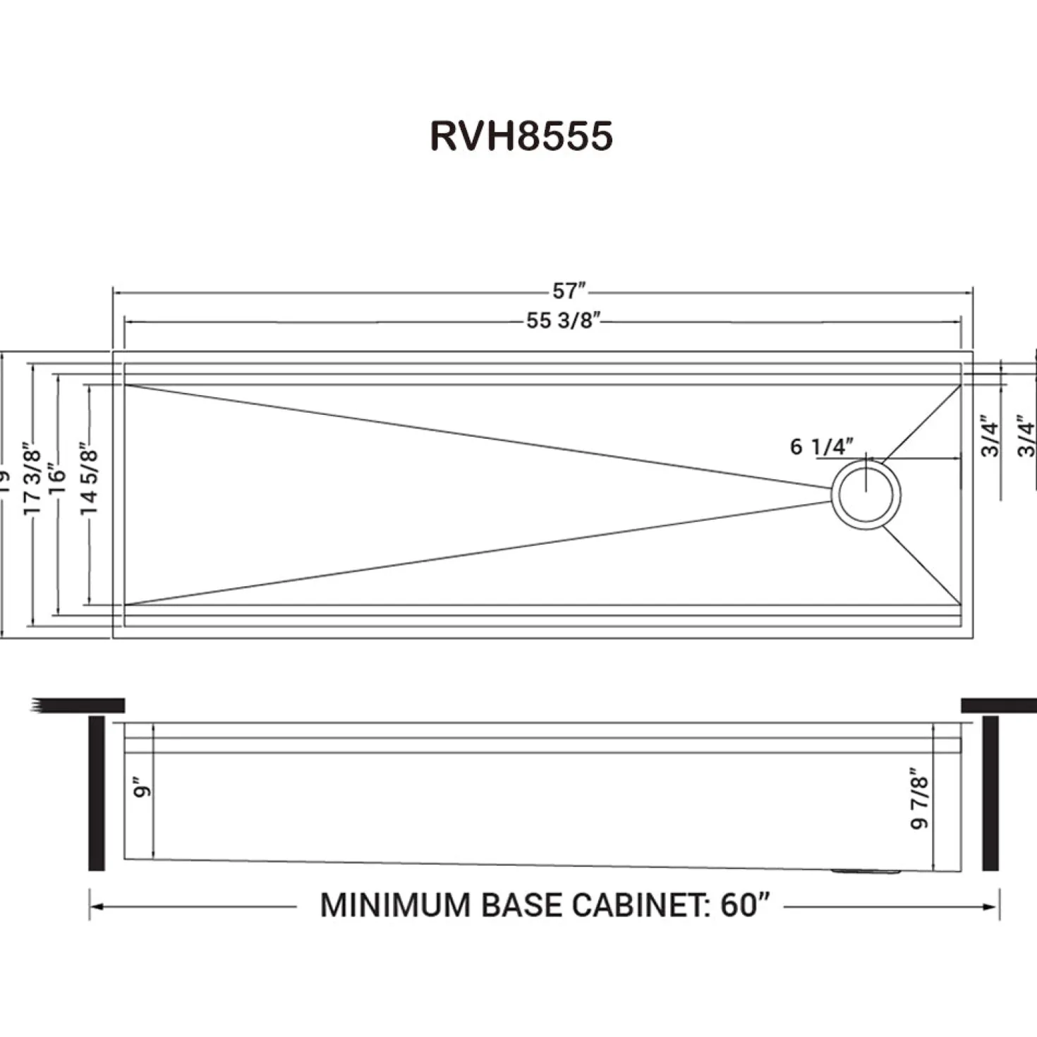 Ruvati 57" Undermount 16 Gauge Stainless Steel Workstation Sink