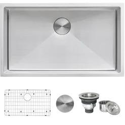 Ruvati 30" Undermount 16 Gauge Tight Radius Stainless Steel Single Bowl Kitchen Sink