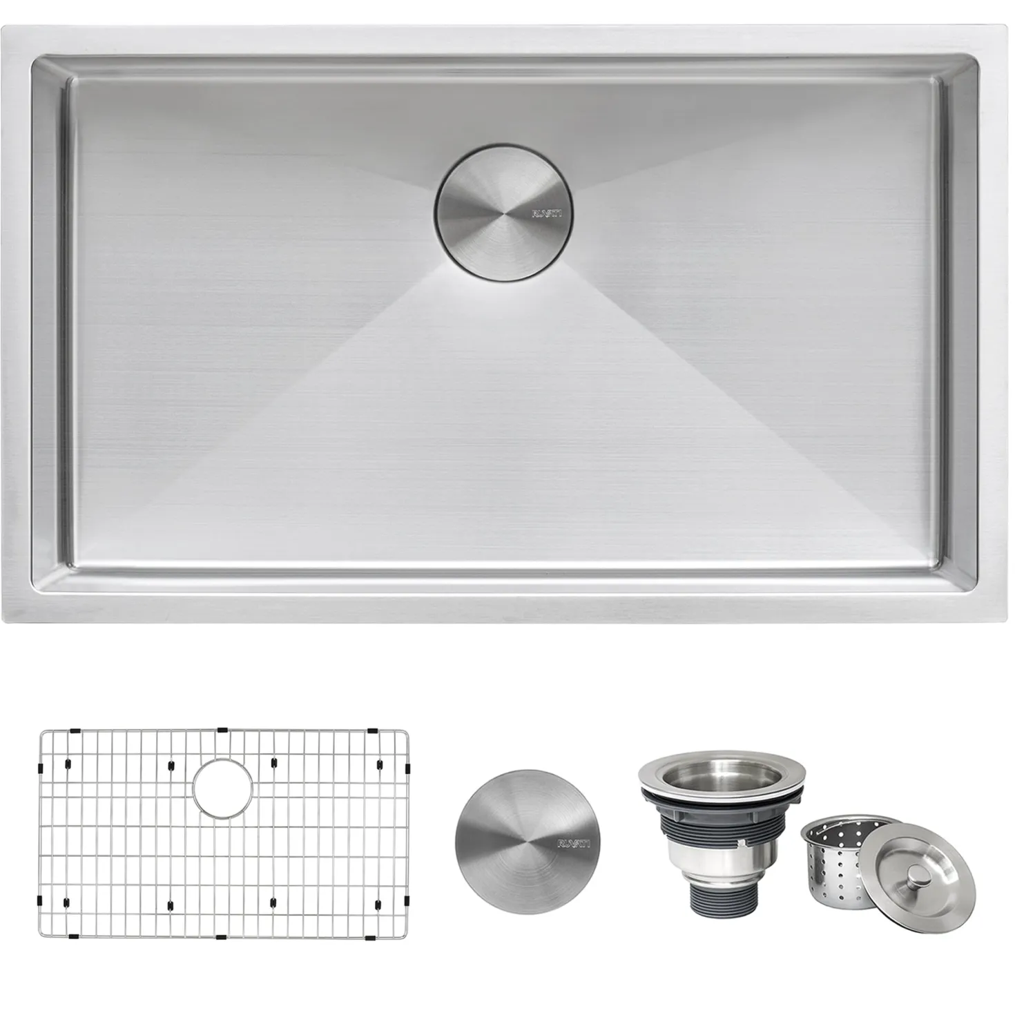 Ruvati 30" Undermount 16 Gauge Tight Radius Stainless Steel Single Bowl Kitchen Sink