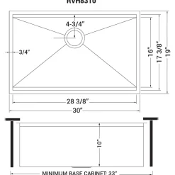 Ruvati 30" Undermount 16 Gauge Workstation Stainless Steel Kitchen Sink - RVH8310