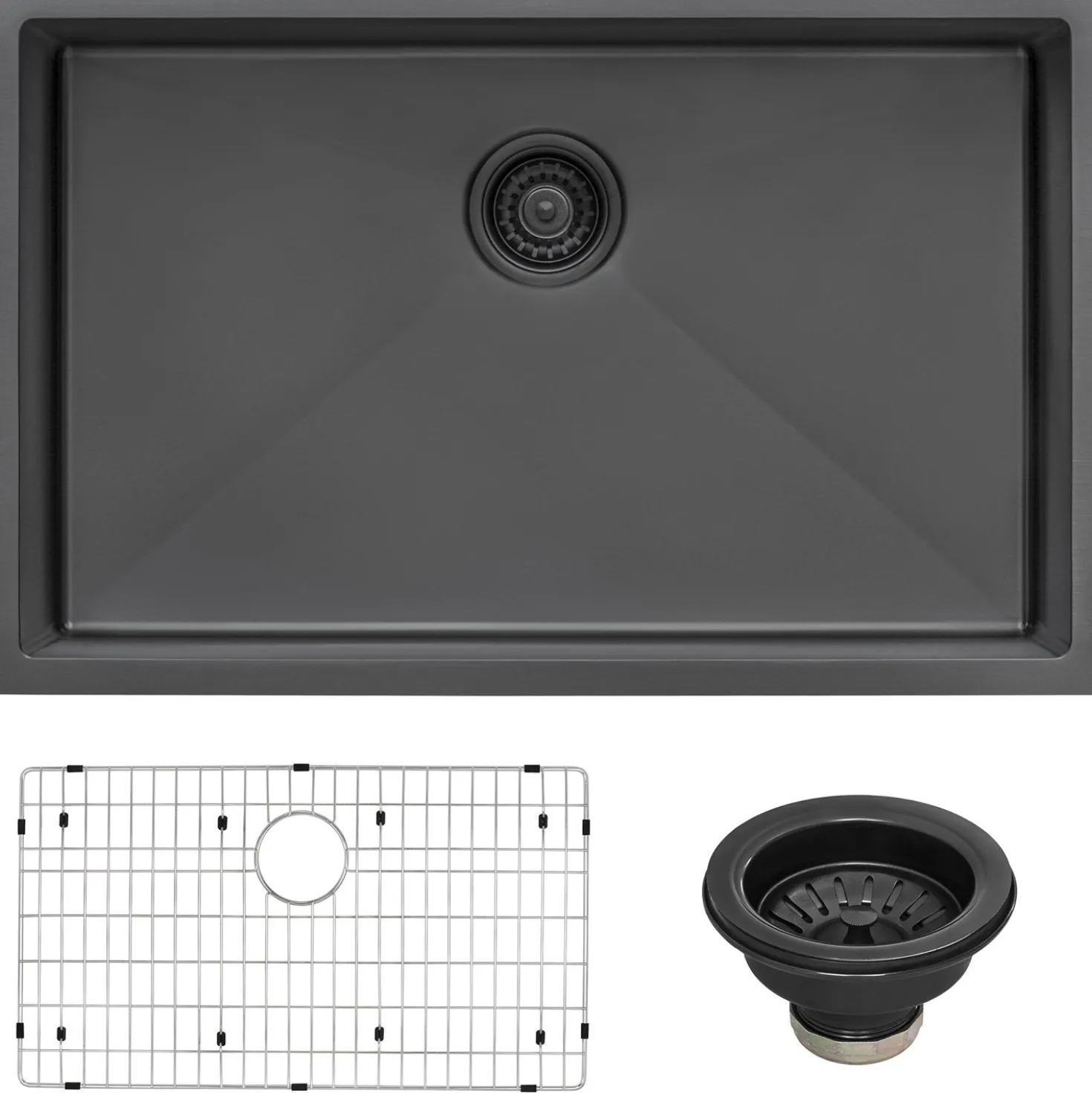 Ruvati 33" Undermount Gunmetal 16 Gauge Stainless Steel Kitchen Sink