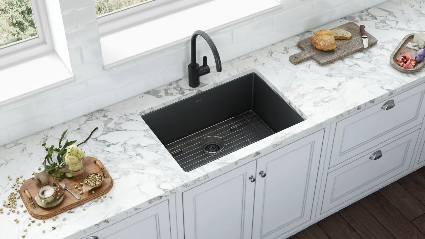 Ruvati 33" Undermount Gunmetal 16 Gauge Stainless Steel Kitchen Sink