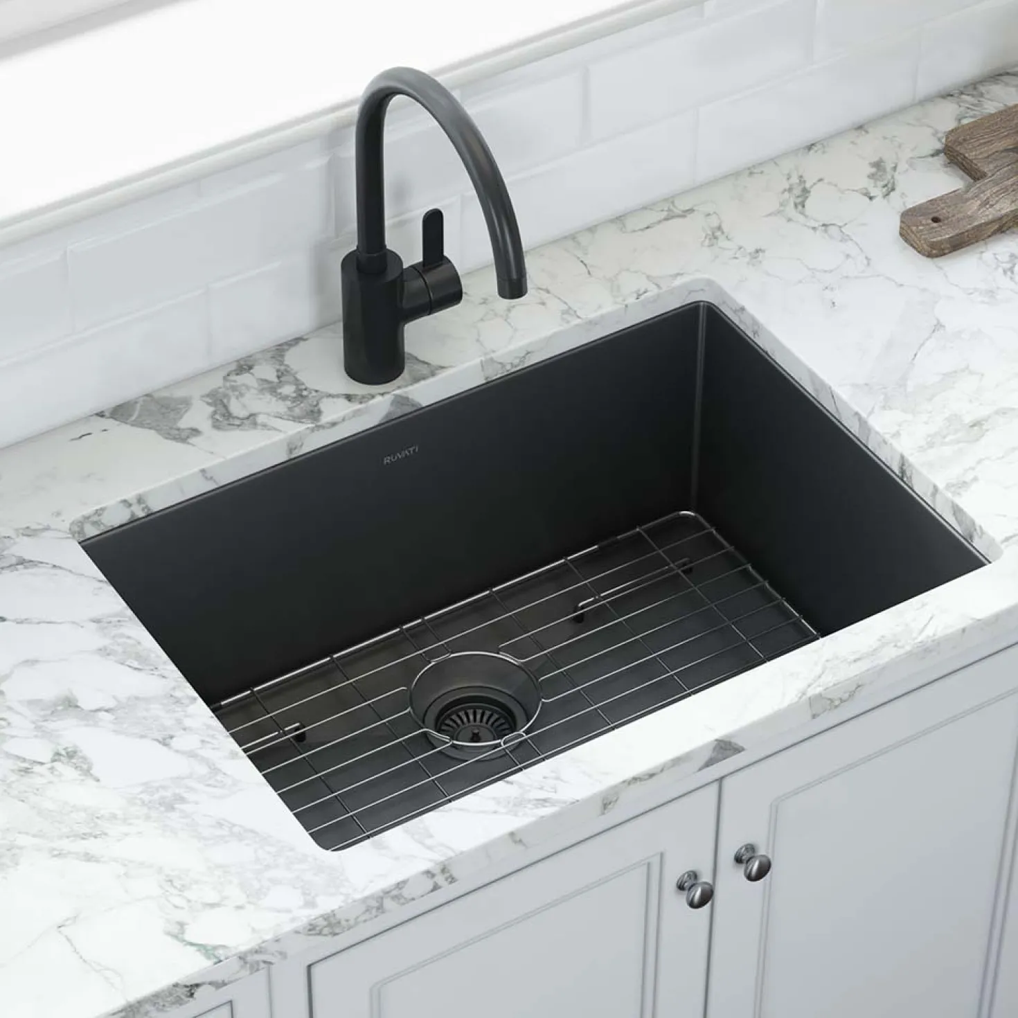 Ruvati 33" Undermount Gunmetal 16 Gauge Stainless Steel Kitchen Sink