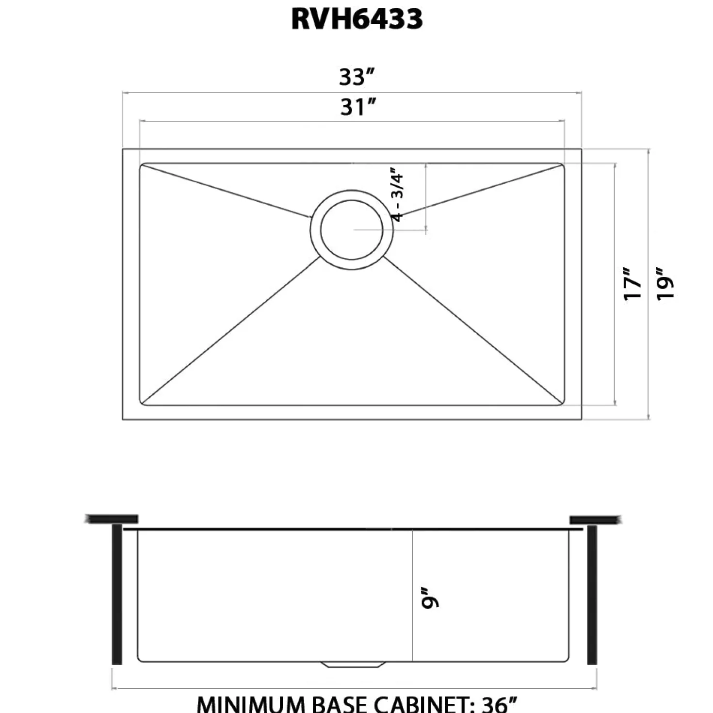 Ruvati 33" Undermount Gunmetal 16 Gauge Stainless Steel Kitchen Sink