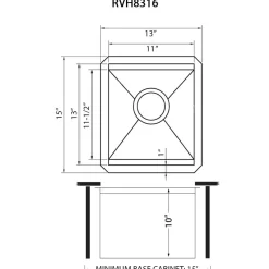 Ruvati 13" Undermount Stainless Steel Single Bowl Workstation Bar Prep Sink with Cover