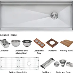 Ruvati 69" Undermount Two-Tiered Workstation Kitchen Sink | GIANT SINK